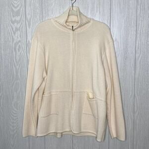 Norm Thompson cream zip‎ up sweater